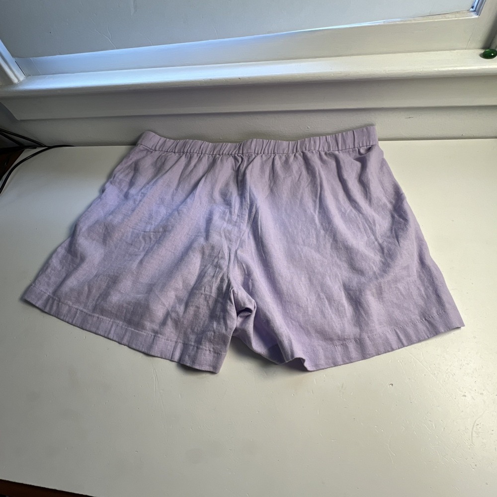 J. Crew Linen Blend Pull On Shorts Lavender  Pockets Size XL Quiet Luxury - Picture 4 of 7